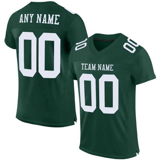 Custom Green White Mesh Authentic Football Jersey - Main View