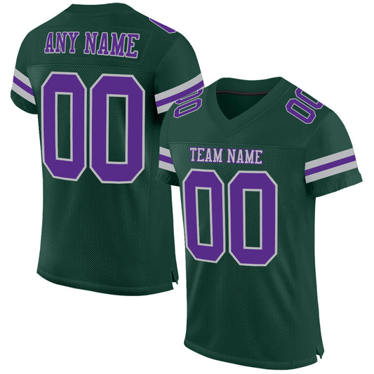 Custom Green Purple-Gray Mesh Authentic Football Jersey - Main View