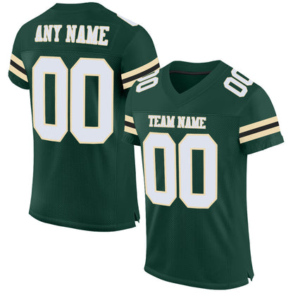 Custom Green White City Cream-Black Mesh Authentic Football Jersey - Main View
