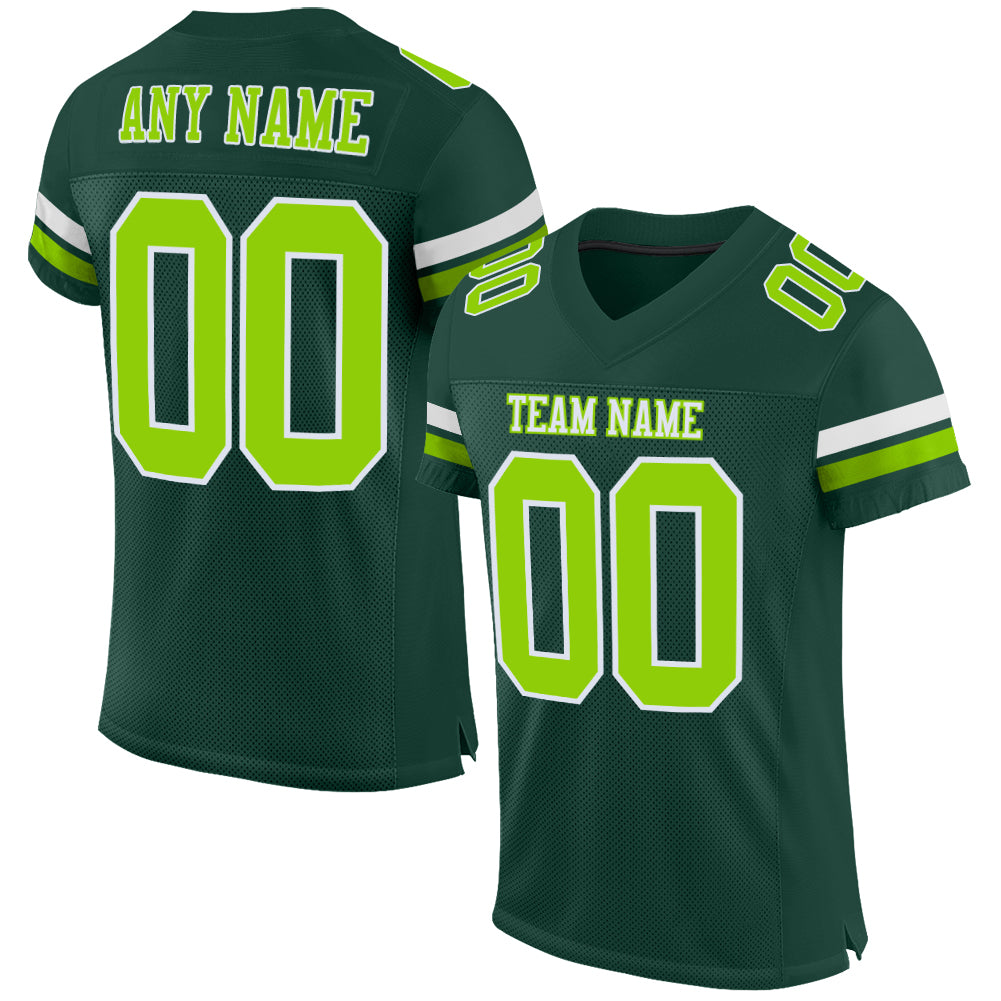 Custom Green Neon Green-White Mesh Authentic Football Jersey - Main View