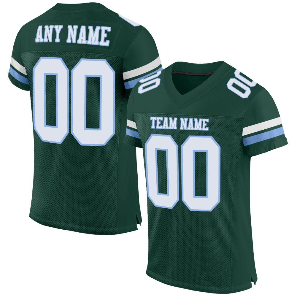 Custom Green White-Light Blue Mesh Authentic Football Jersey - Main View