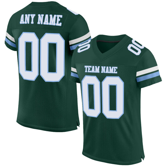 Custom Green White-Light Blue Mesh Authentic Football Jersey - Main View
