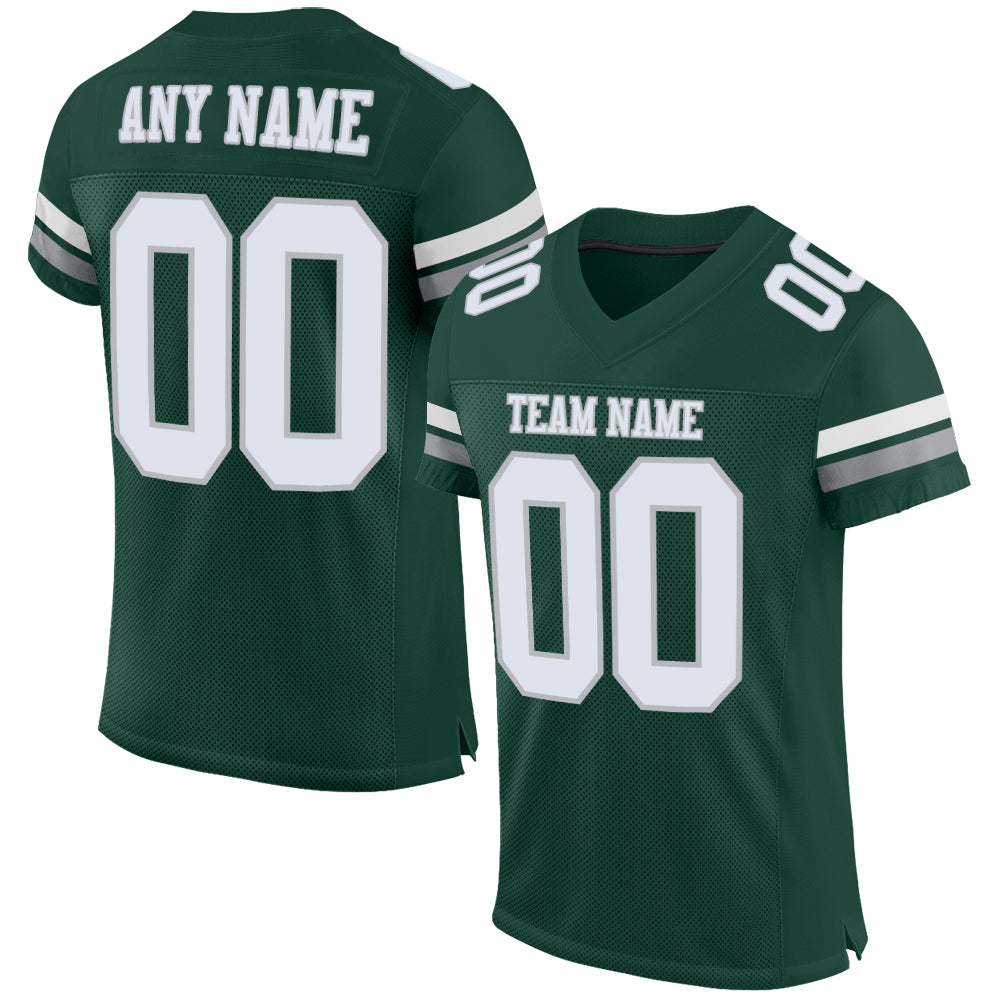Custom Green White-Gray Mesh Authentic Football Jersey - Main View