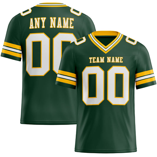 Custom Green White-Gold Authentic Football Jersey - Main View