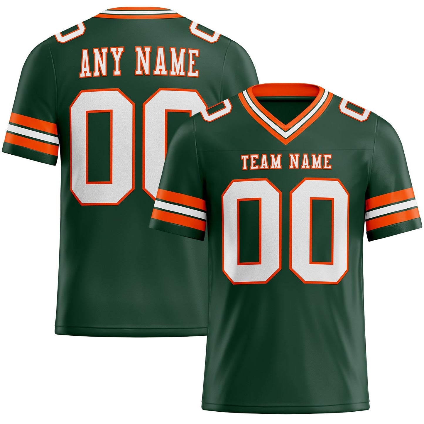 Custom Green White-Orange Authentic Football Jersey - Main View