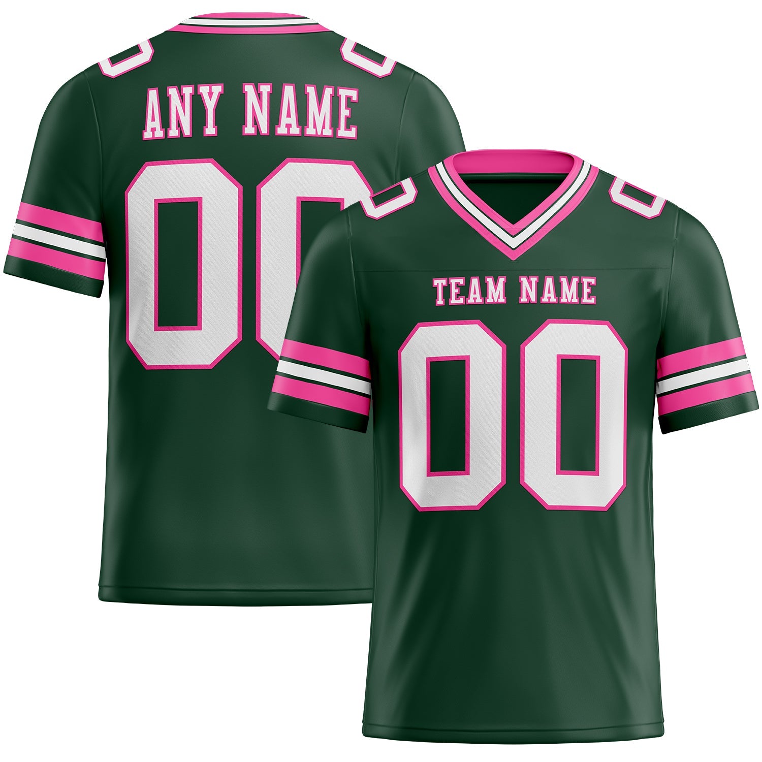 Custom Green White-Pink Authentic Football Jersey - Main View