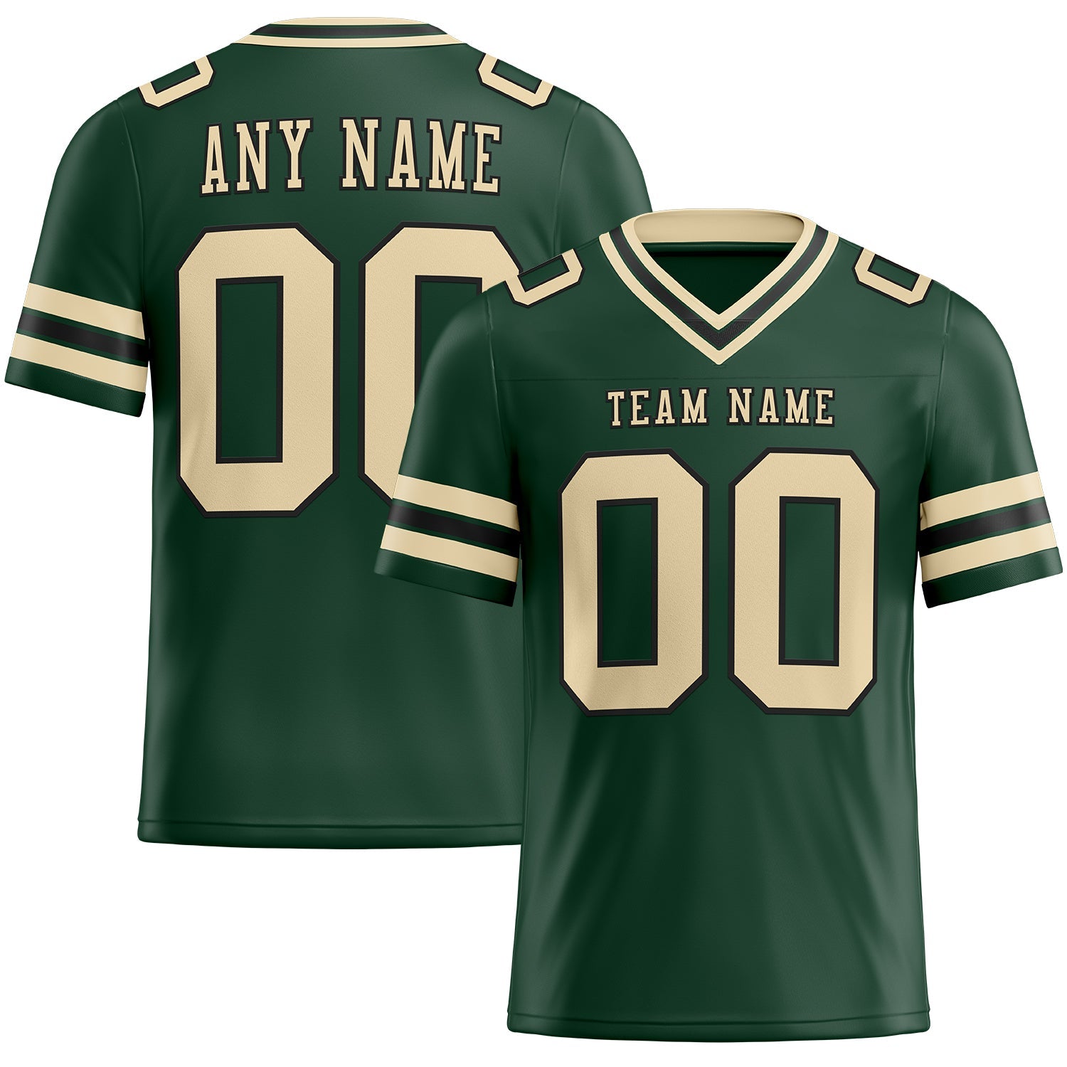 Custom Green City Cream-Black Authentic Football Jersey - Main View