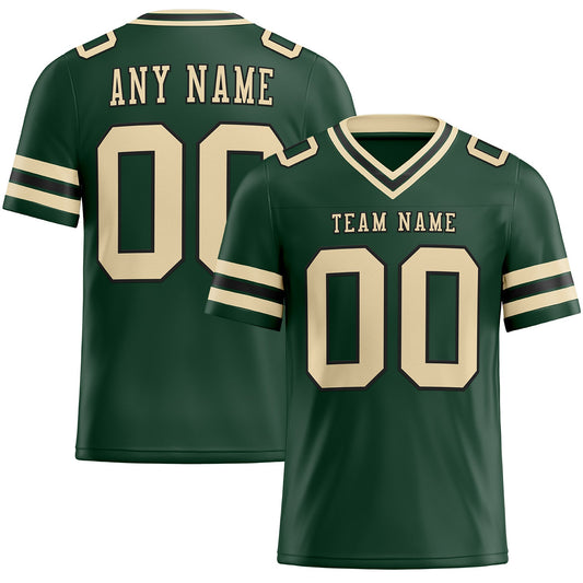 Custom Green City Cream-Black Authentic Football Jersey - Main View