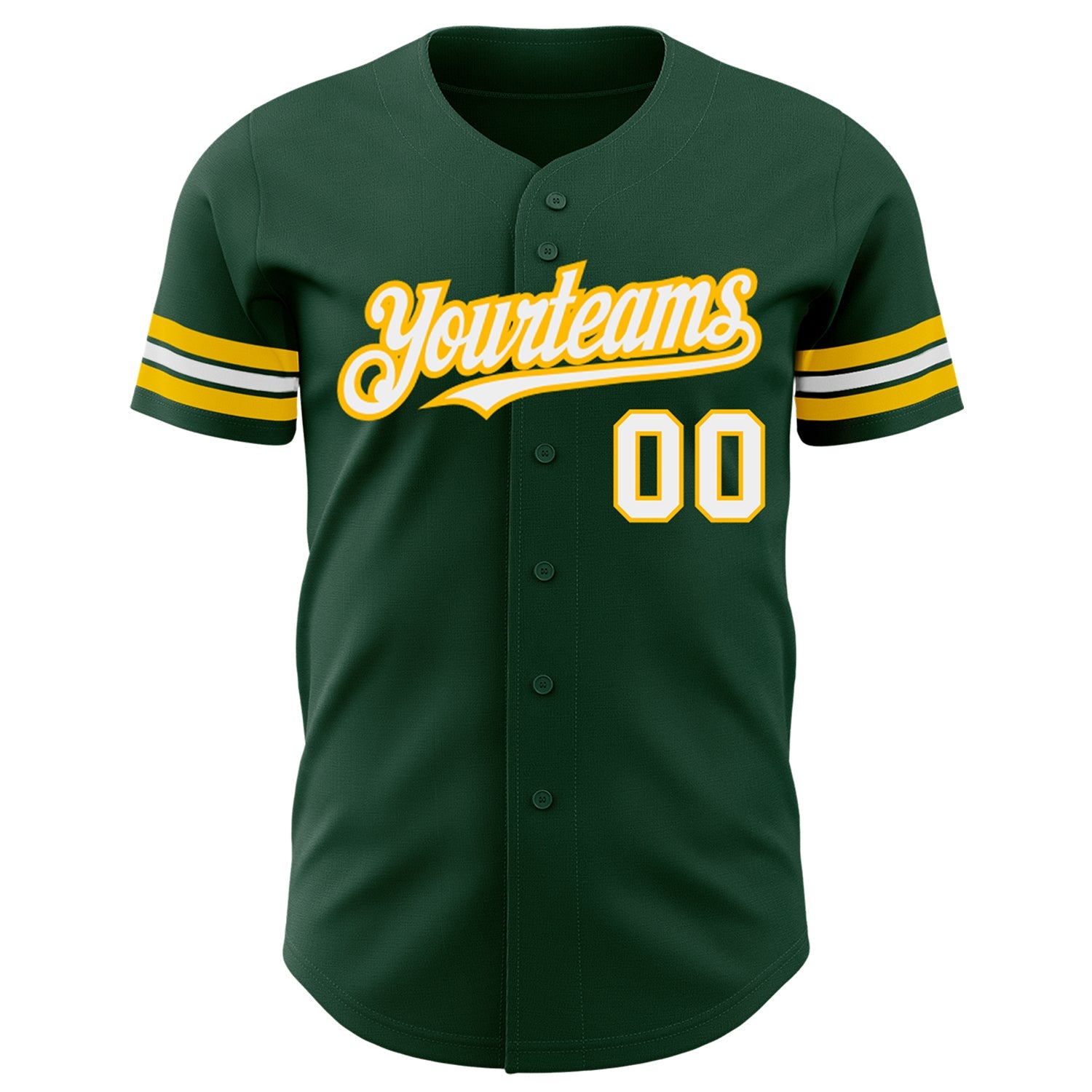 Custom Green White-Gold Authentic Baseball Jersey view 2