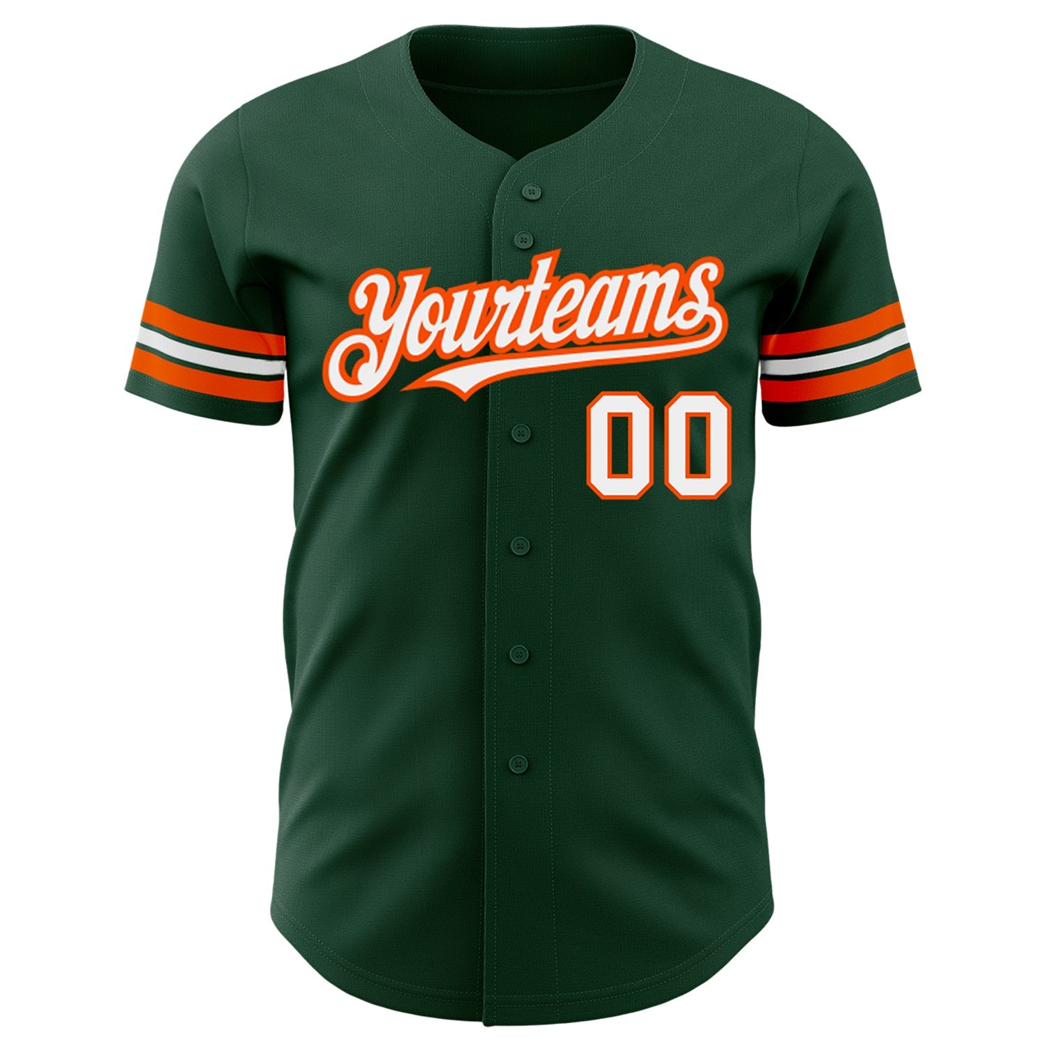 Custom Green White-Orange Authentic Baseball Jersey view 2