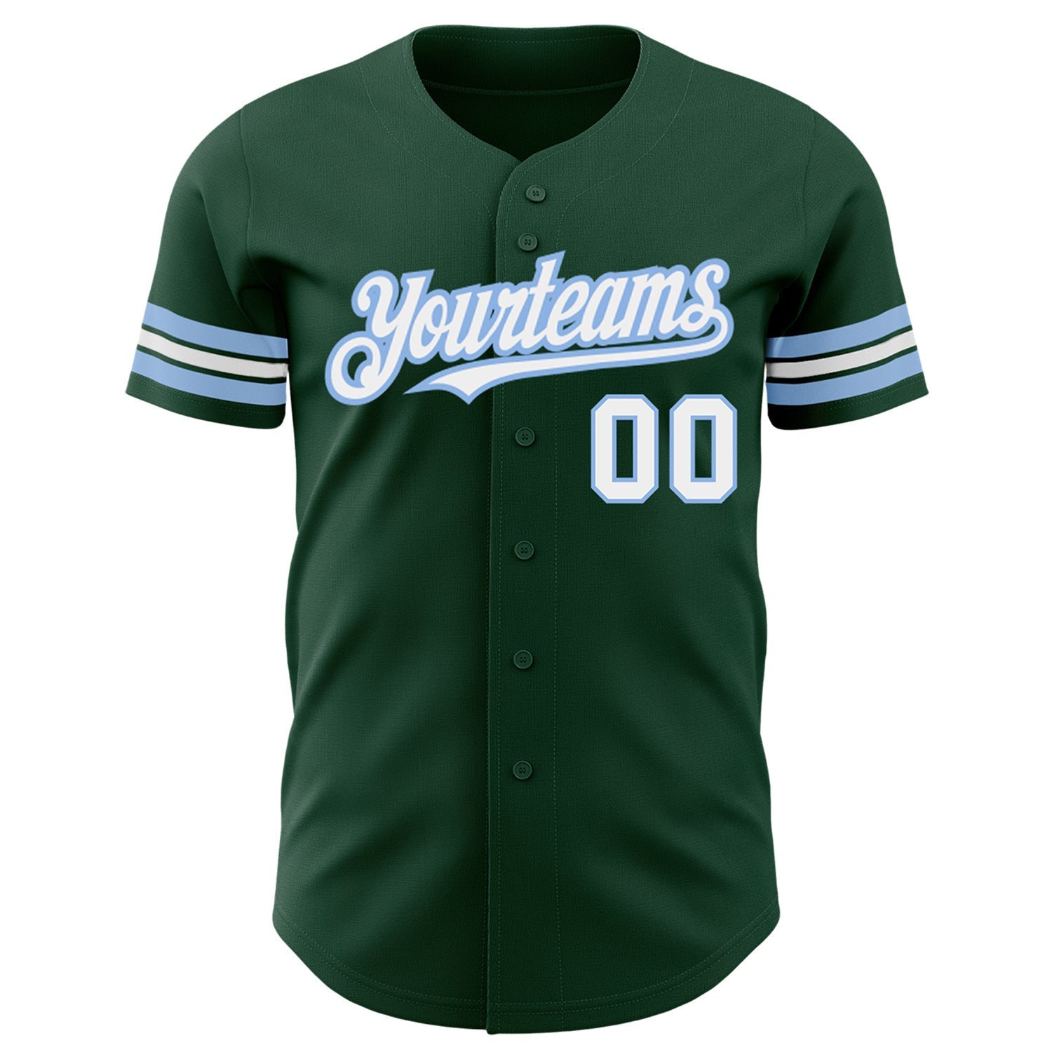 Custom Green White-Light Blue Authentic Baseball Jersey view 2