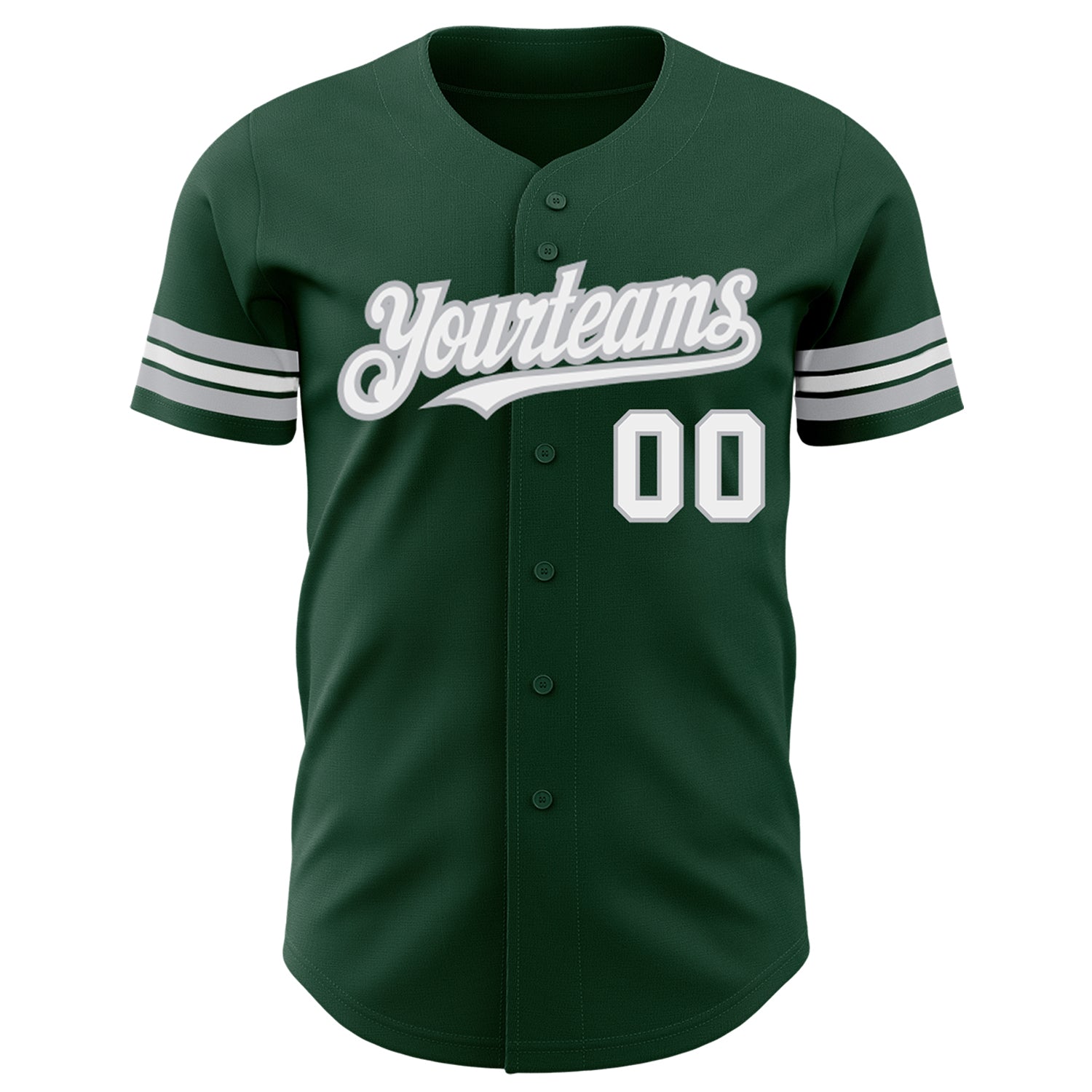 Custom Green White-Gray Authentic Baseball Jersey view 2