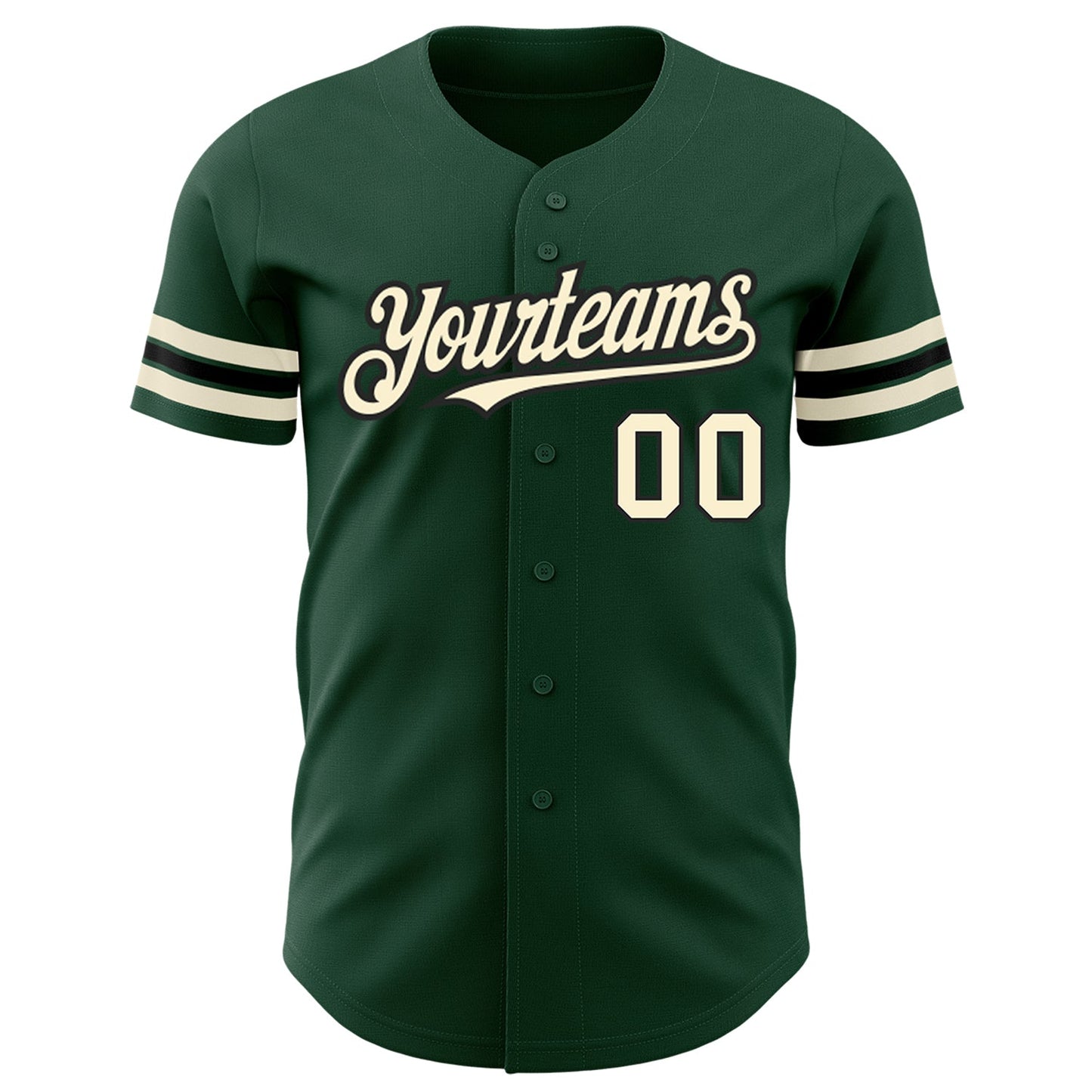 Custom Green Cream-Black Authentic Baseball Jersey view 2