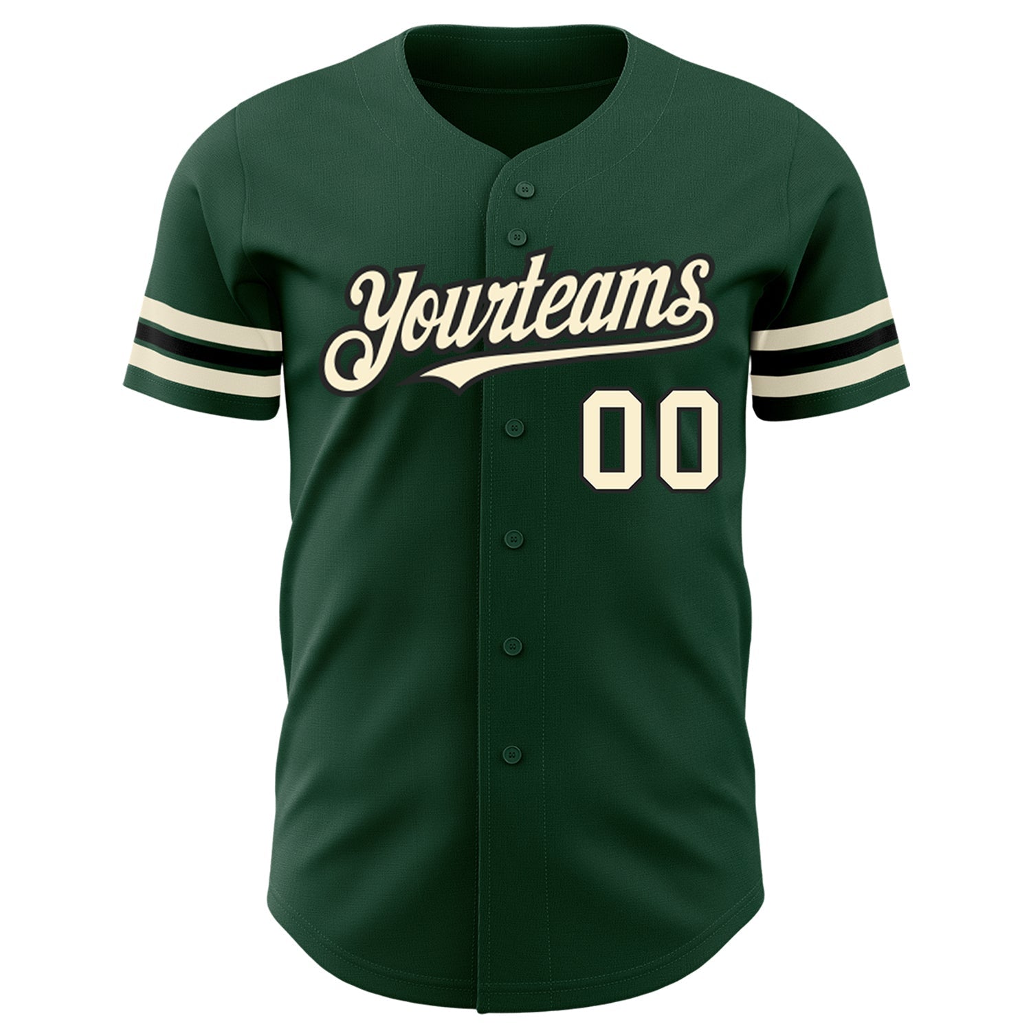 Custom Green Cream-Black Authentic Baseball Jersey view 2