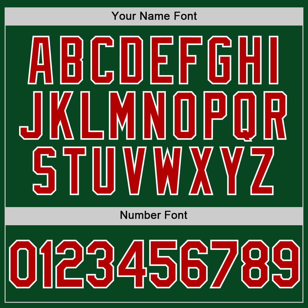 Custom Green Red-White Authentic Throwback Baseball Jersey view 5