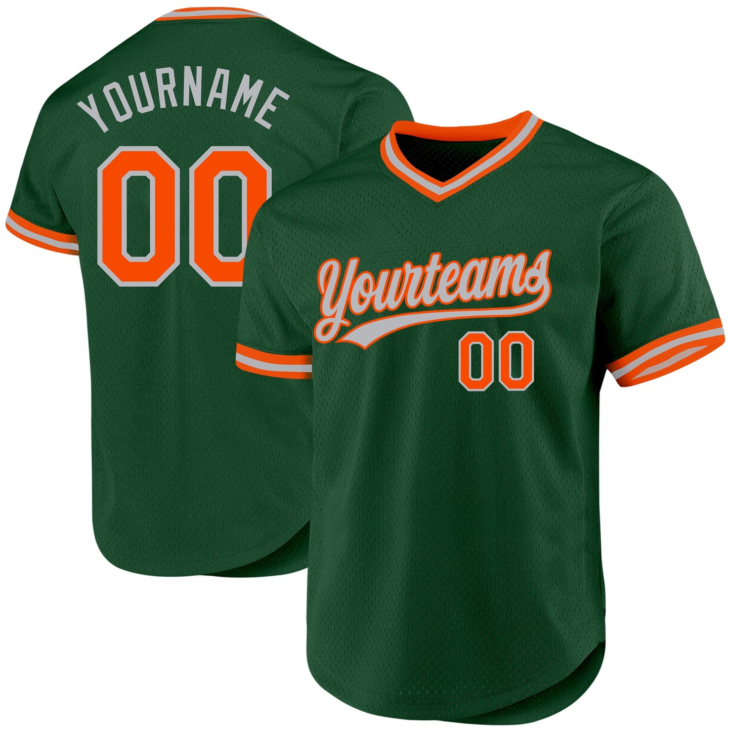 Custom Green Orange-Gray Authentic Throwback Baseball Jersey - Main View