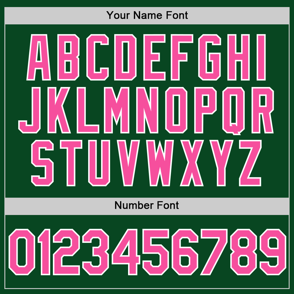 Custom Green Pink-White Authentic Throwback Baseball Jersey view 5