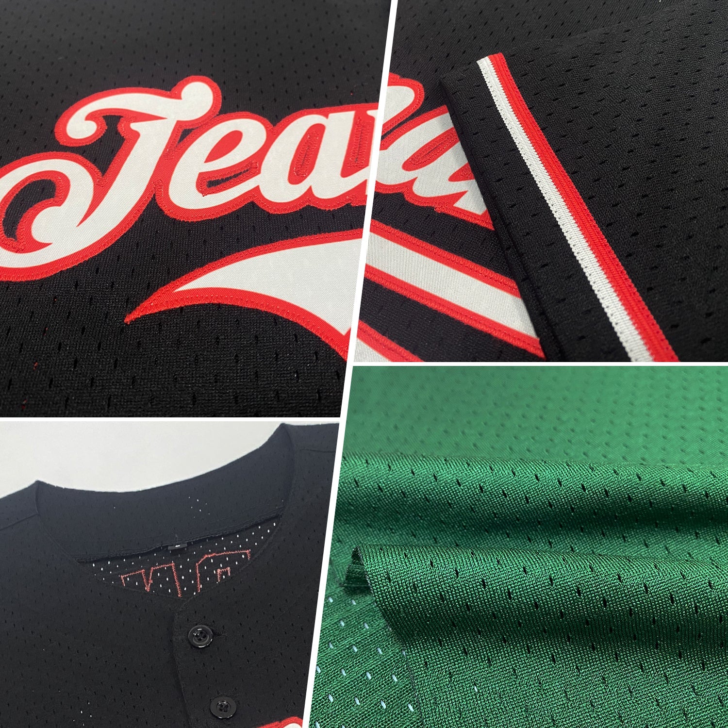 Custom Green White Mesh Authentic Throwback Baseball Jersey view 2