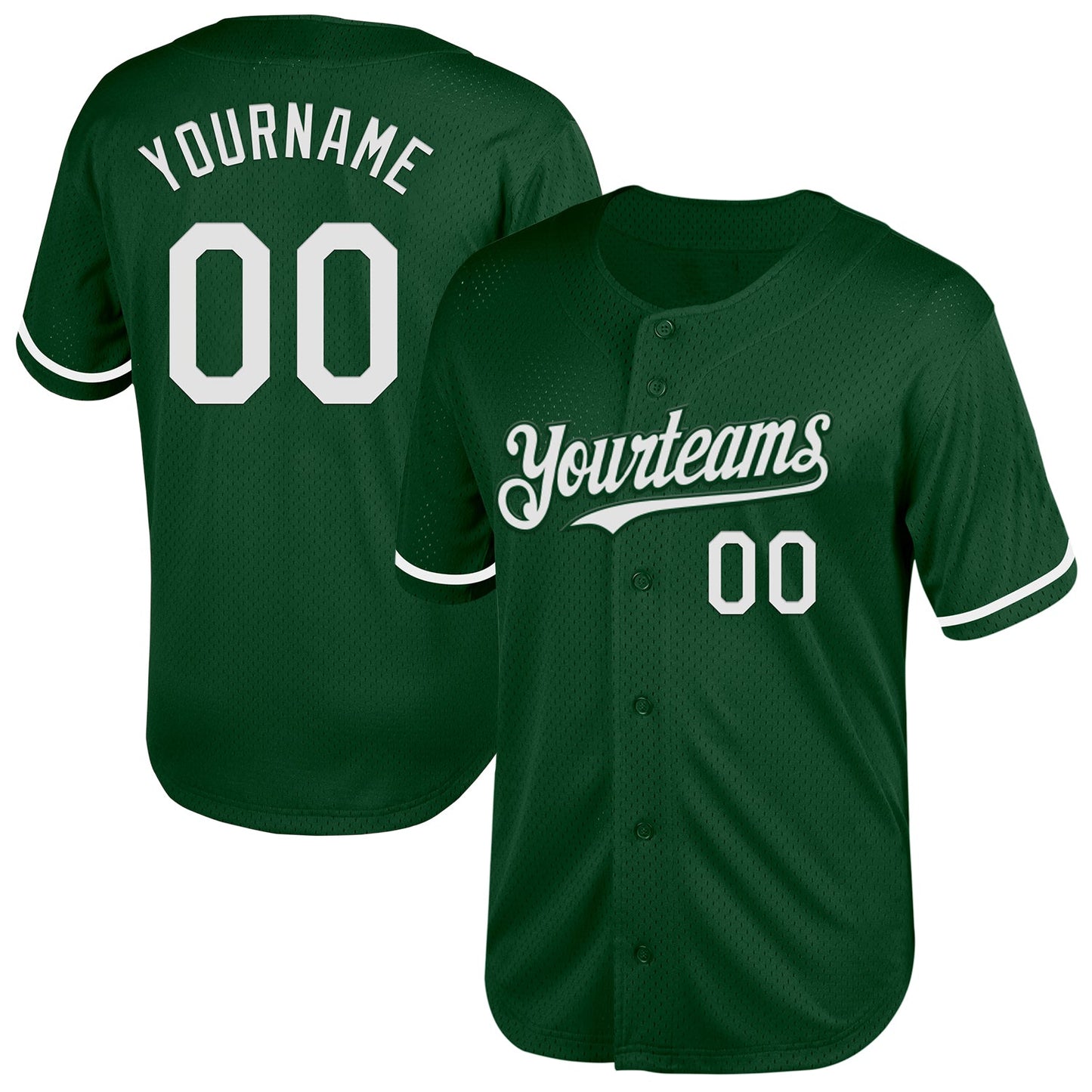 Custom Green White Mesh Authentic Throwback Baseball Jersey - Main View