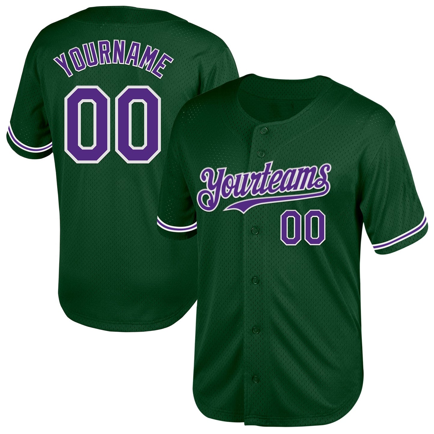 Custom Green Purple-White Mesh Authentic Throwback Baseball Jersey - Main View