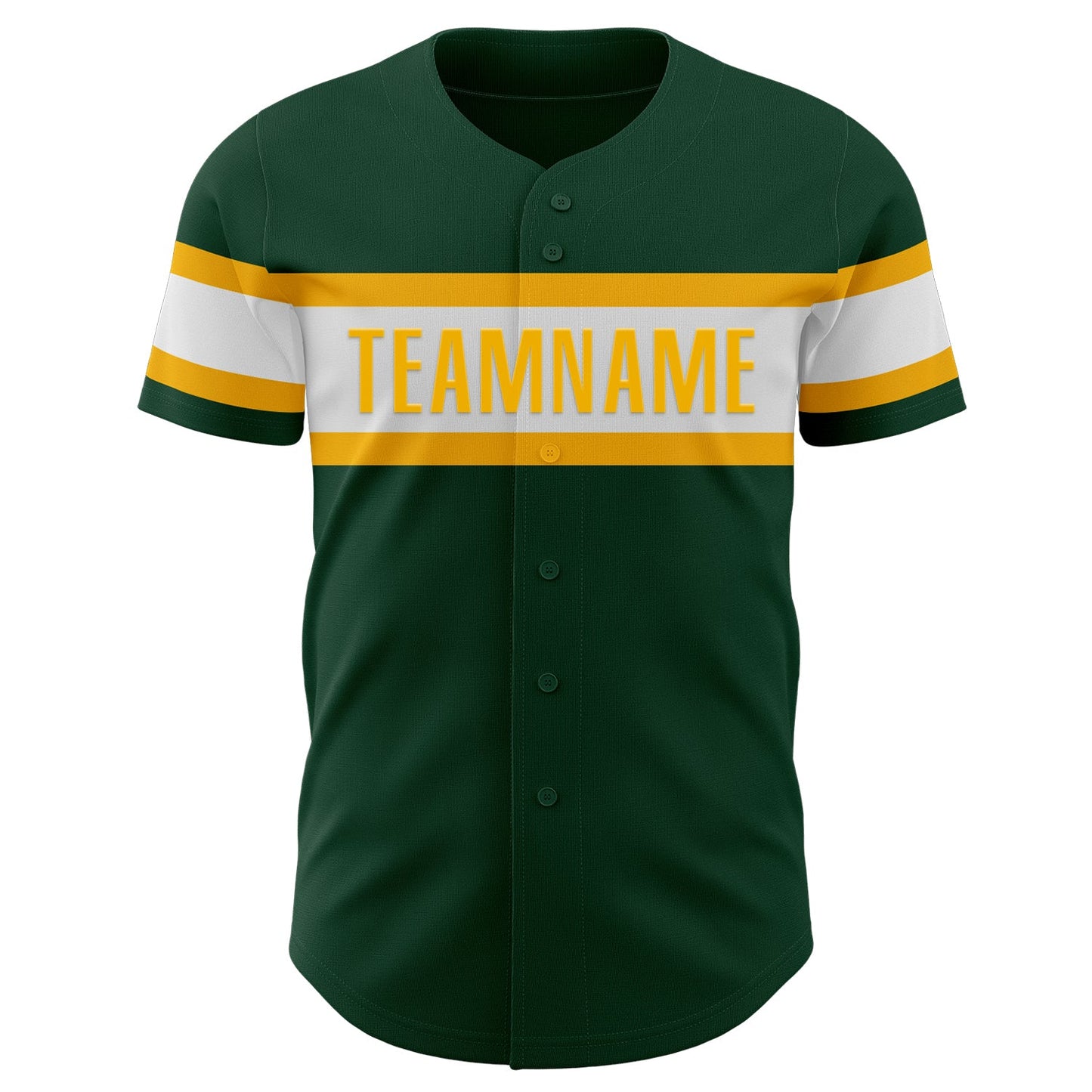 Custom Green White-Gold Authentic Baseball Jersey view 2