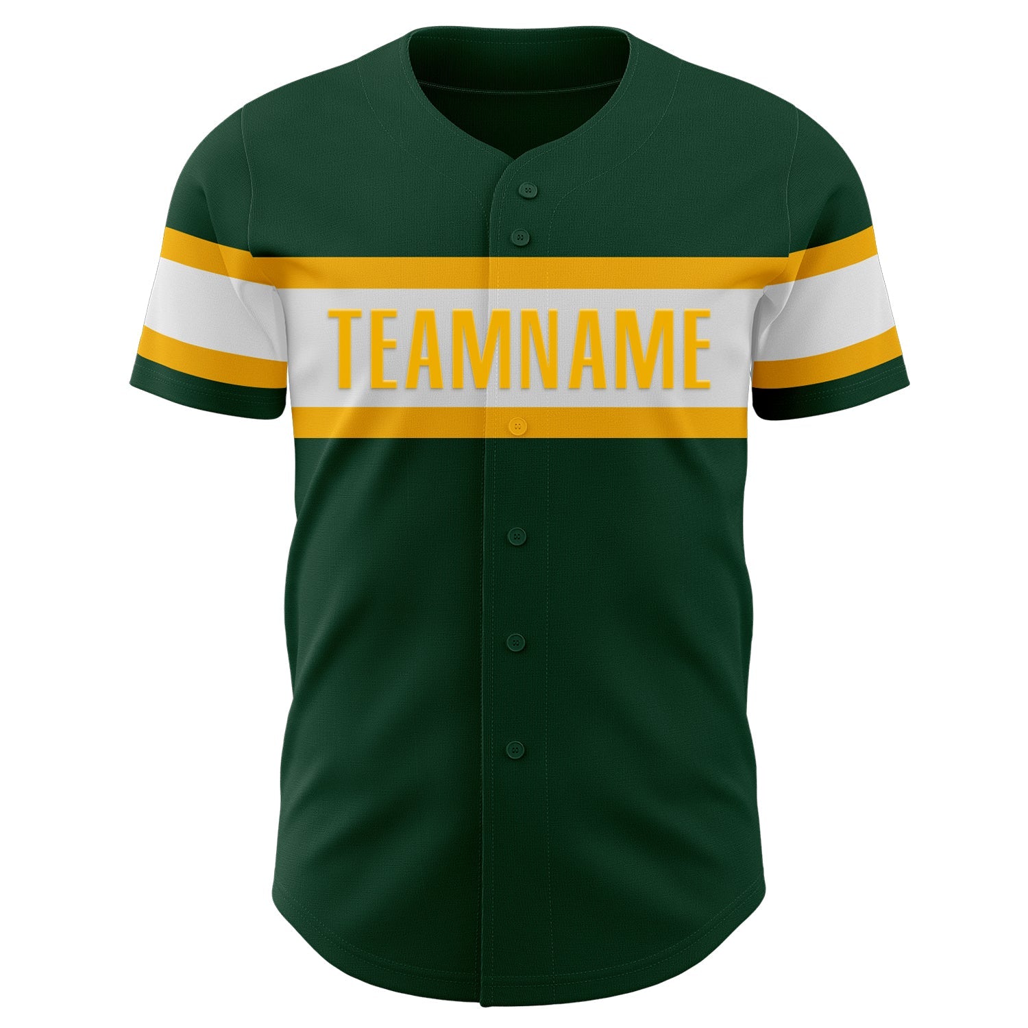 Custom Green White-Gold Authentic Baseball Jersey view 2