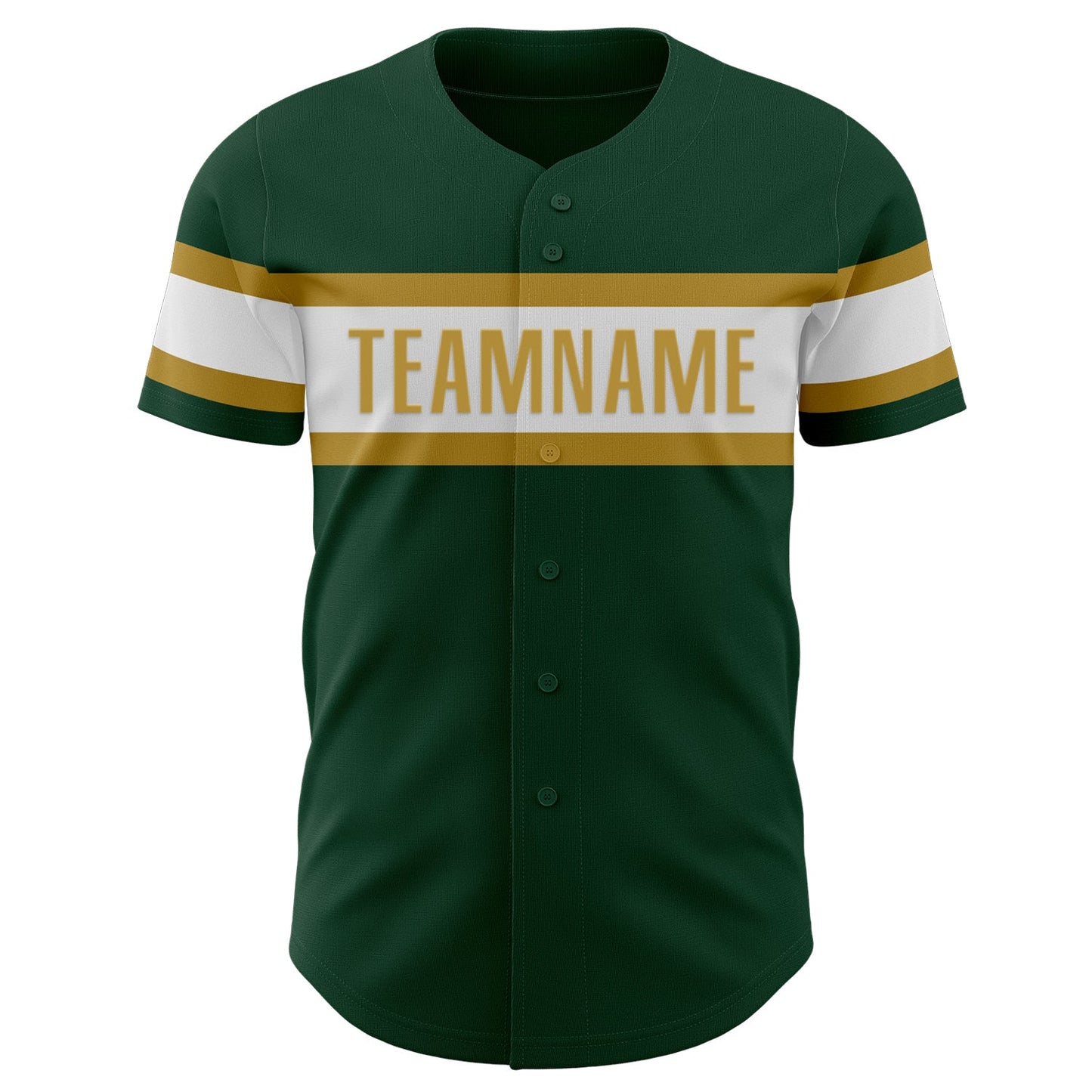 Custom Green White-Old Gold Authentic Baseball Jersey view 2