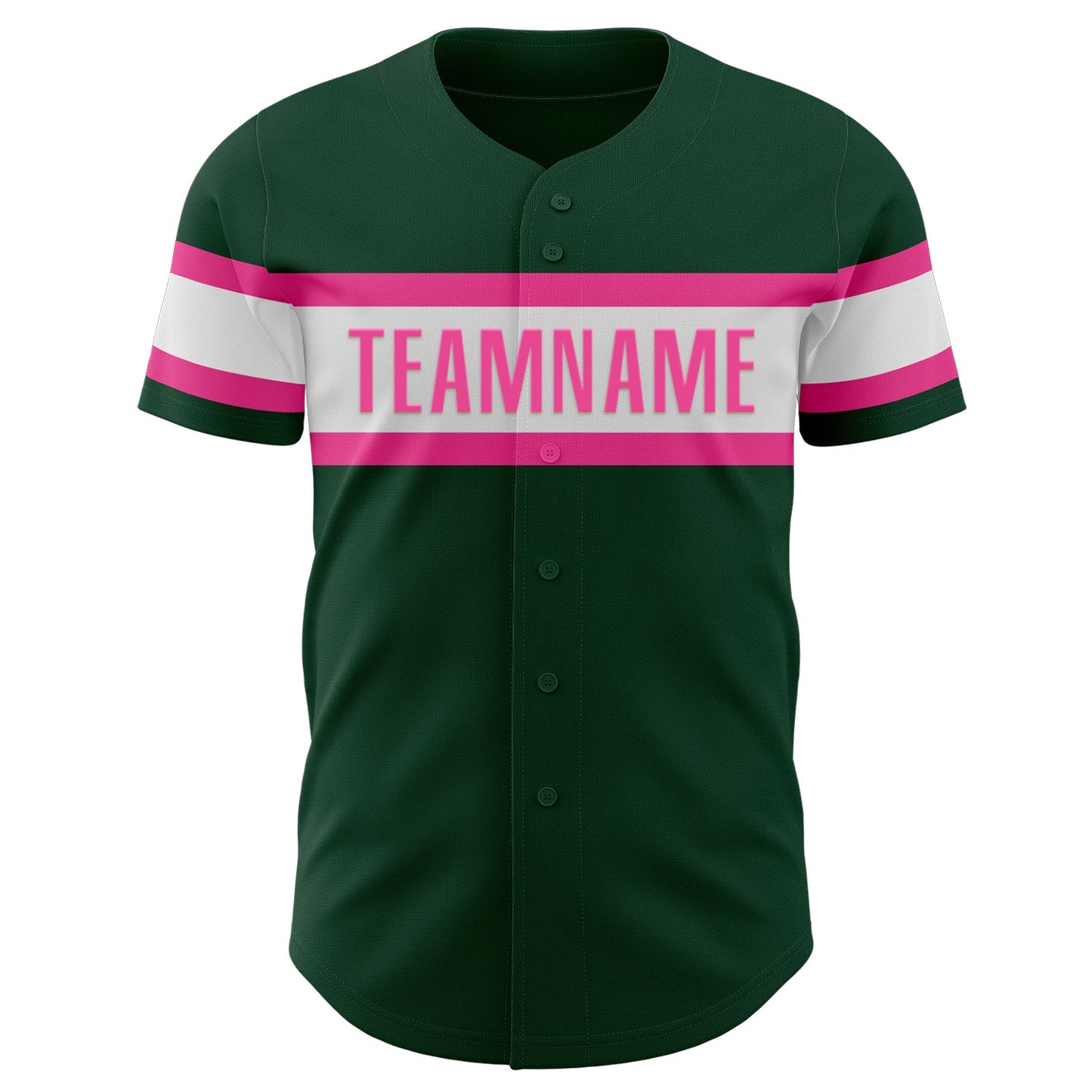 Custom Green White-Pink Authentic Baseball Jersey view 2