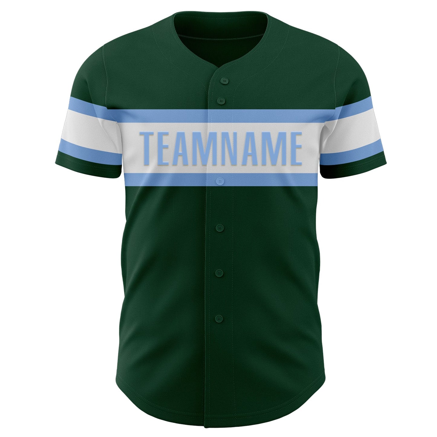 Custom Green White-Light Blue Authentic Baseball Jersey view 2