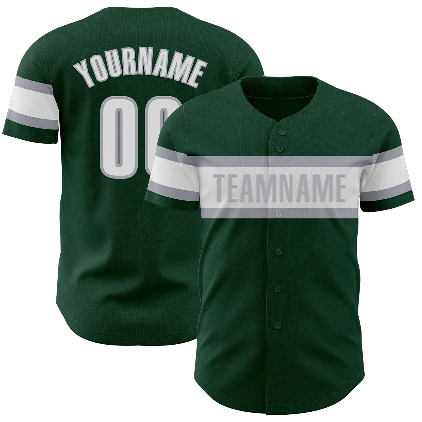 Custom Green White-Gray Authentic Baseball Jersey - Main View