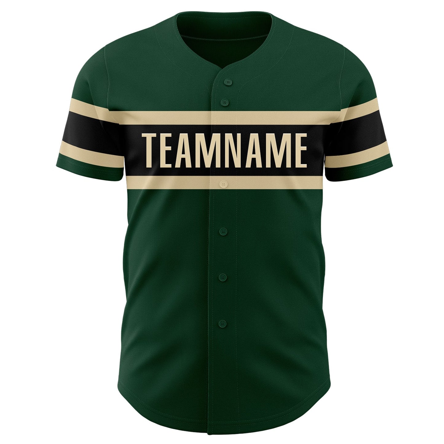 Custom Green Cream-Black Authentic Baseball Jersey view 2
