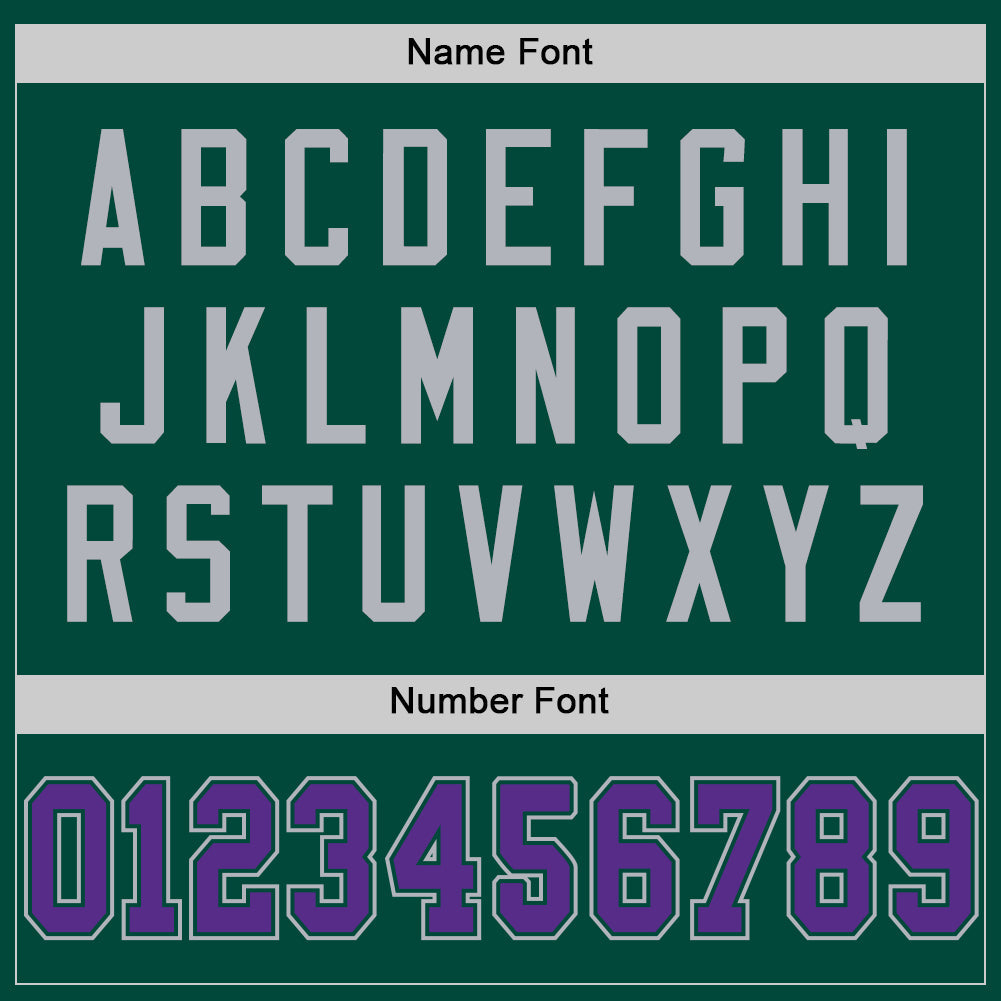 Custom Green Purple-Gray Mesh Authentic Throwback Football Jersey view 4