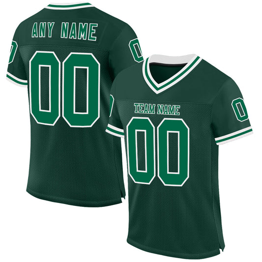 Custom Green Kelly Green-White Mesh Authentic Throwback Football Jersey - Main View