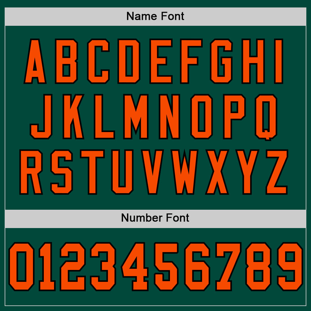 Custom Green Orange-Black Mesh Authentic Throwback Football Jersey view 4