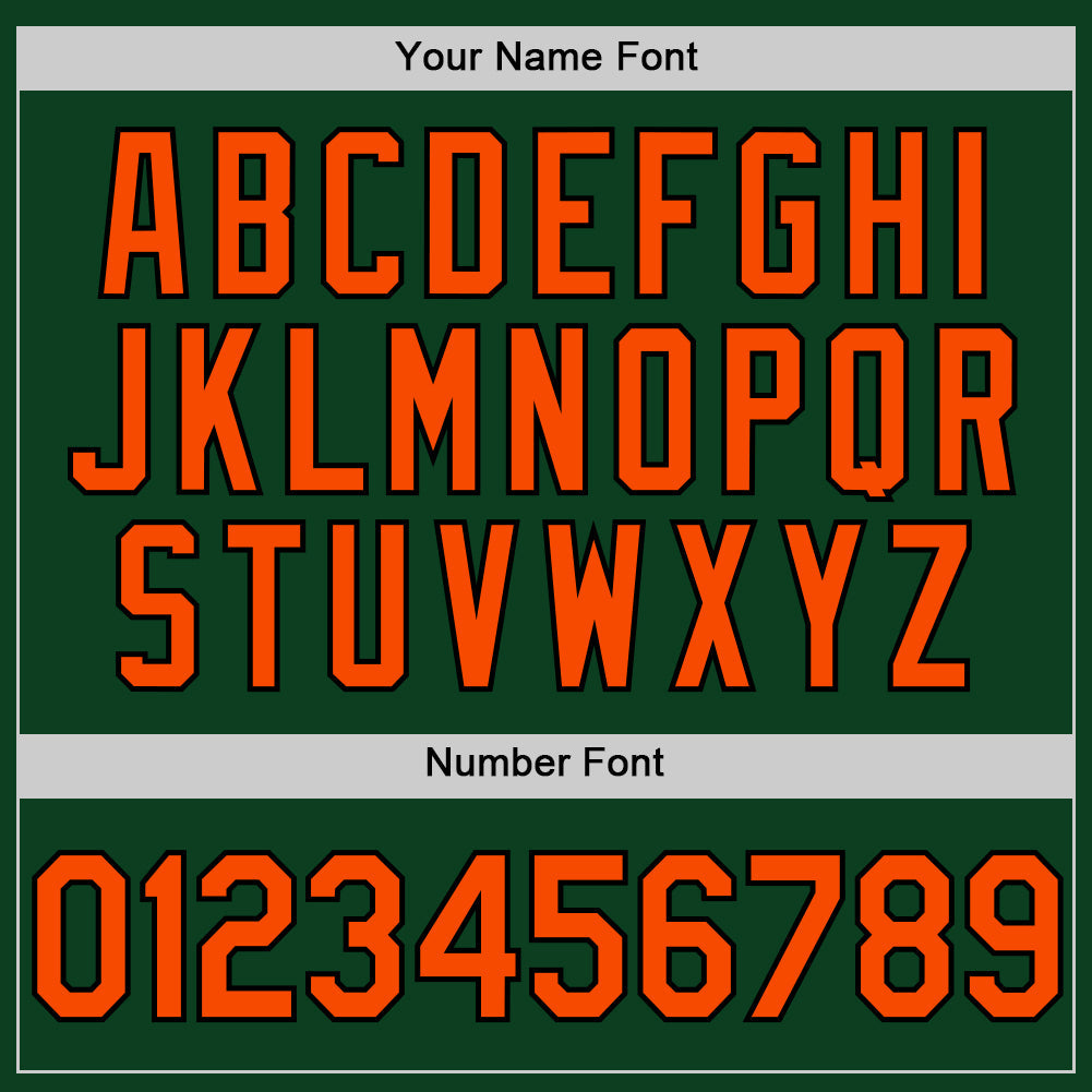 Custom Green Orange-Black Authentic Throwback Baseball Jersey view 5