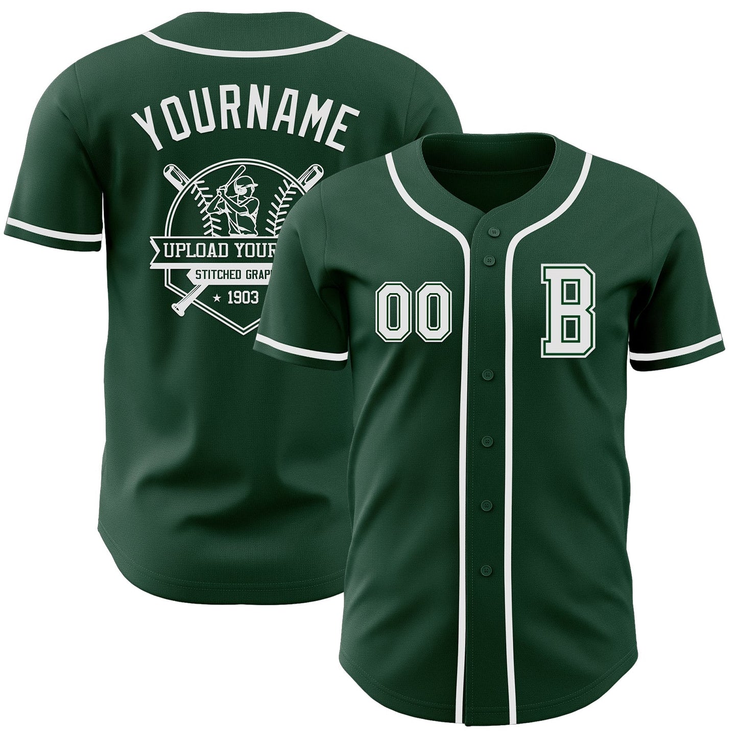 Custom Green White Authentic Baseball Jersey view 5