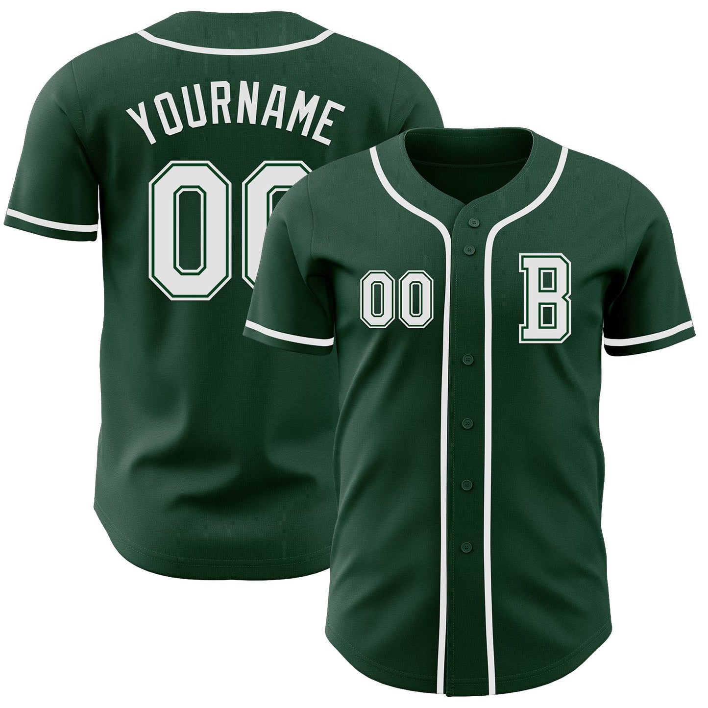 Custom Green White Authentic Baseball Jersey - Main View