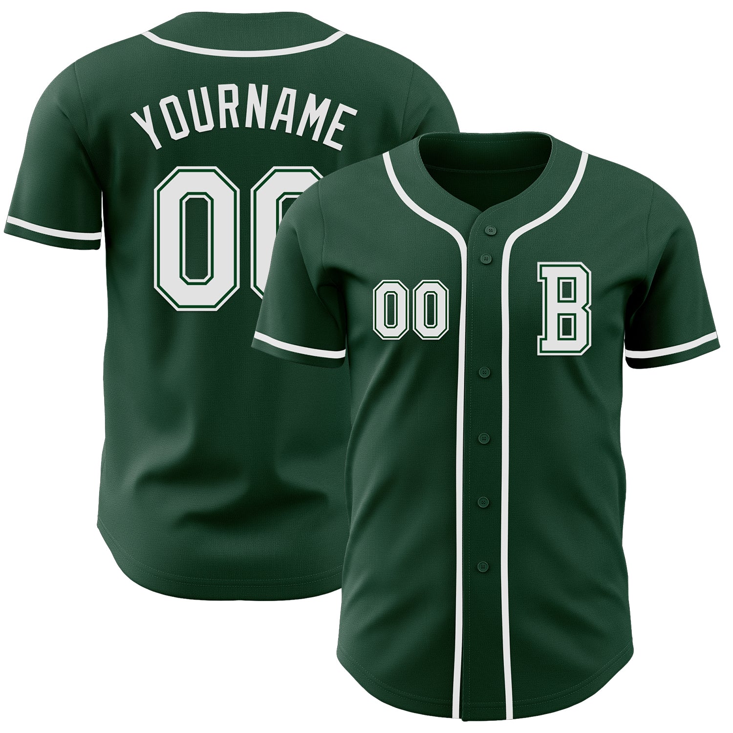 Custom Green White Authentic Baseball Jersey - Main View