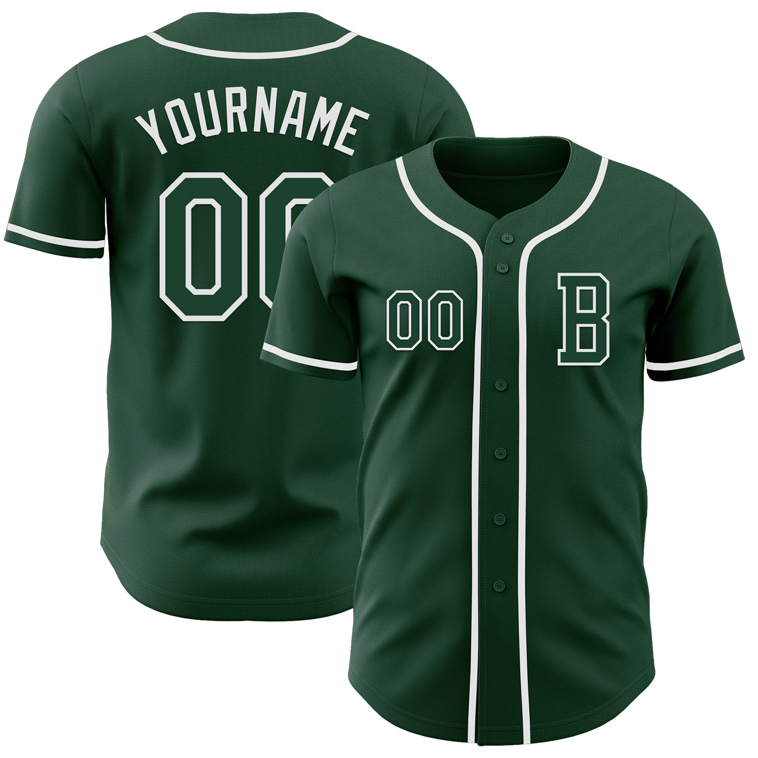Custom Green White Authentic Baseball Jersey - Main View