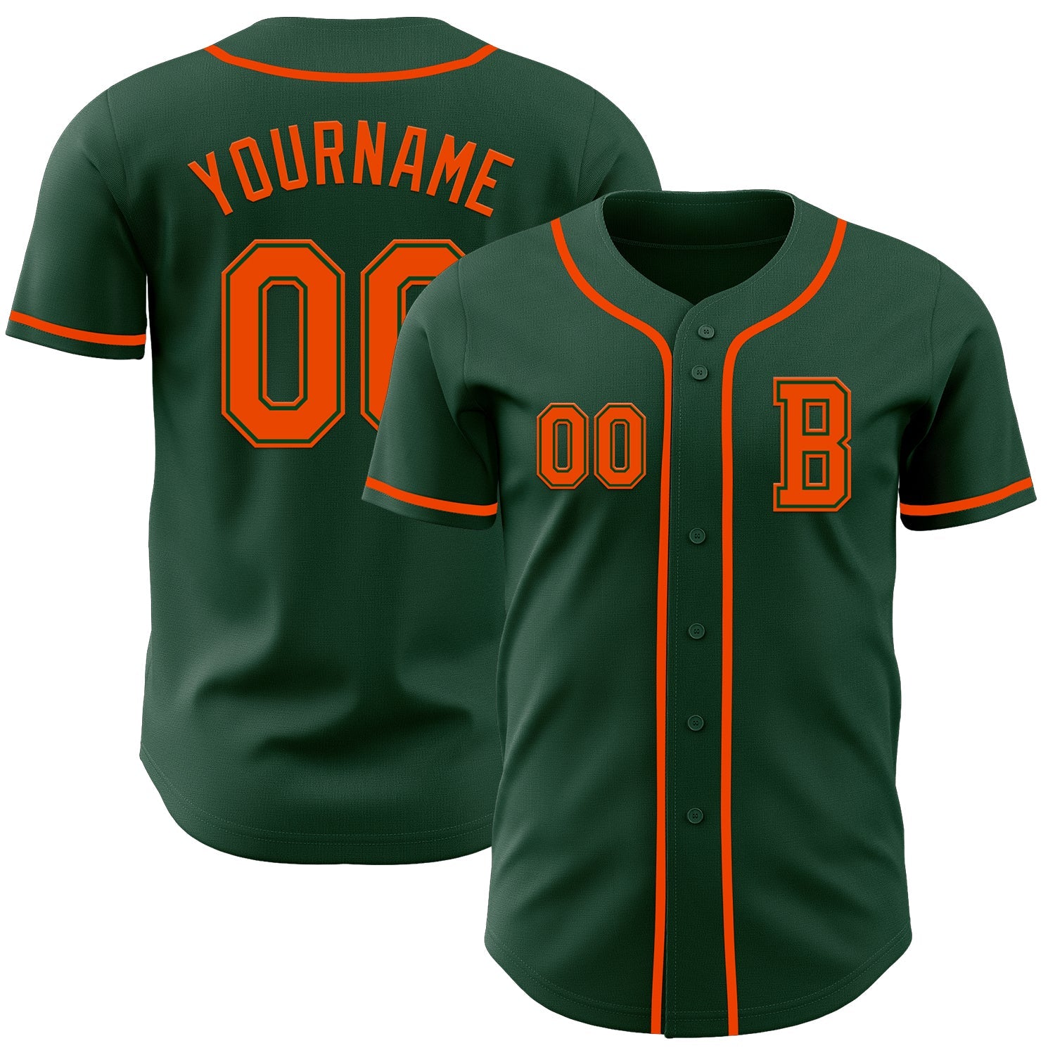 Custom Green Orange Authentic Baseball Jersey - Main View