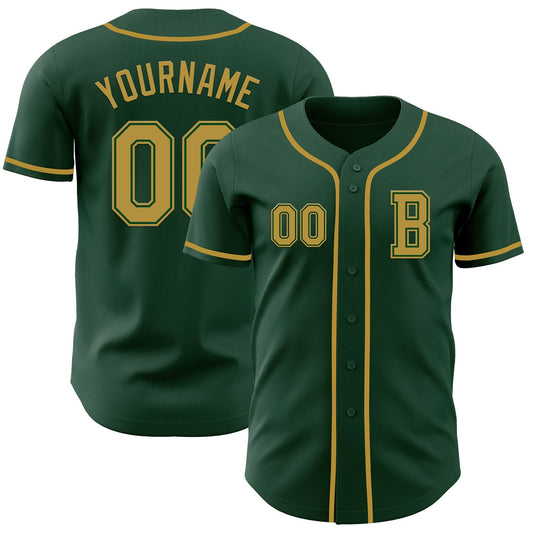 Custom Green Old Gold Authentic Baseball Jersey - Main View