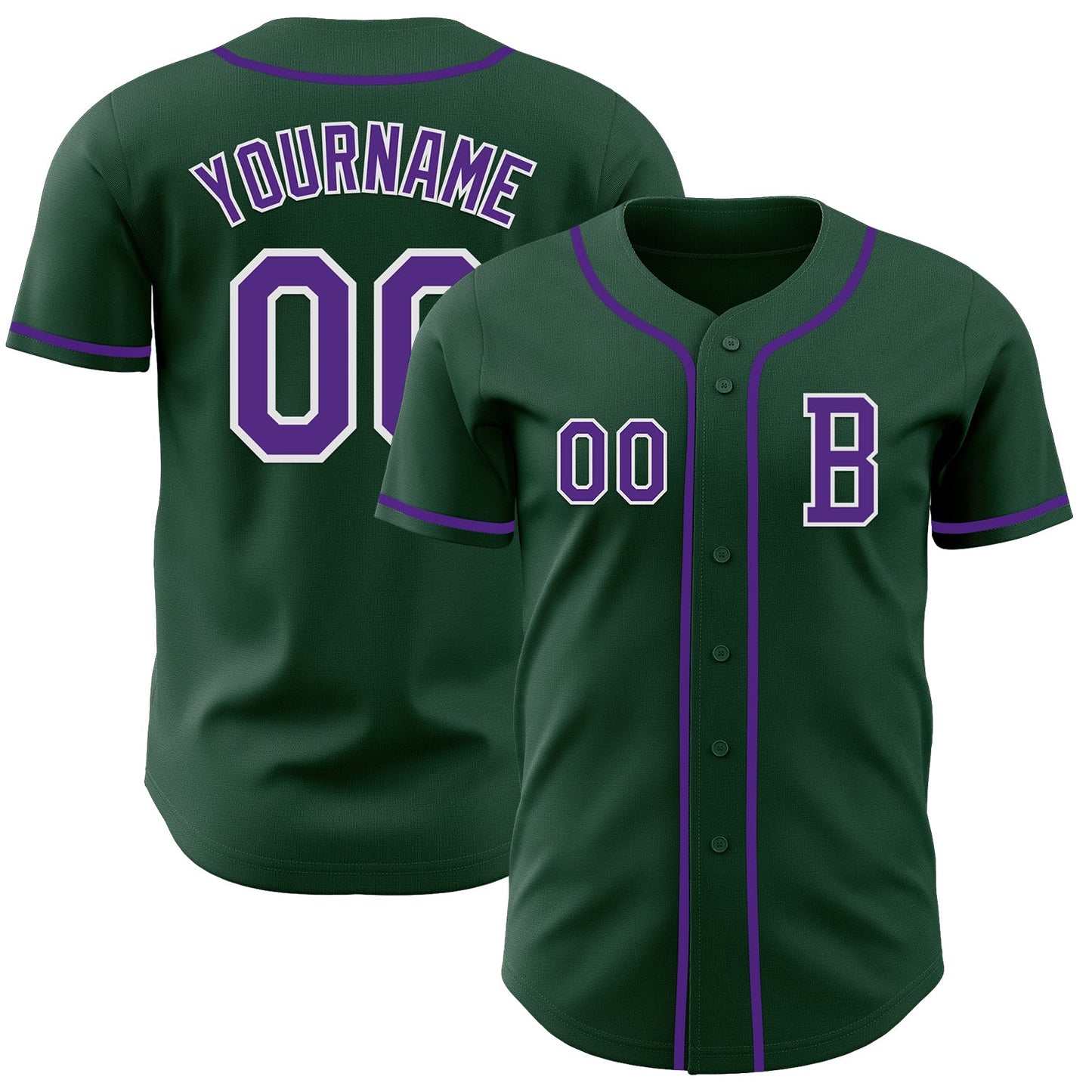 Custom Green Purple-White Authentic Baseball Jersey - Main View