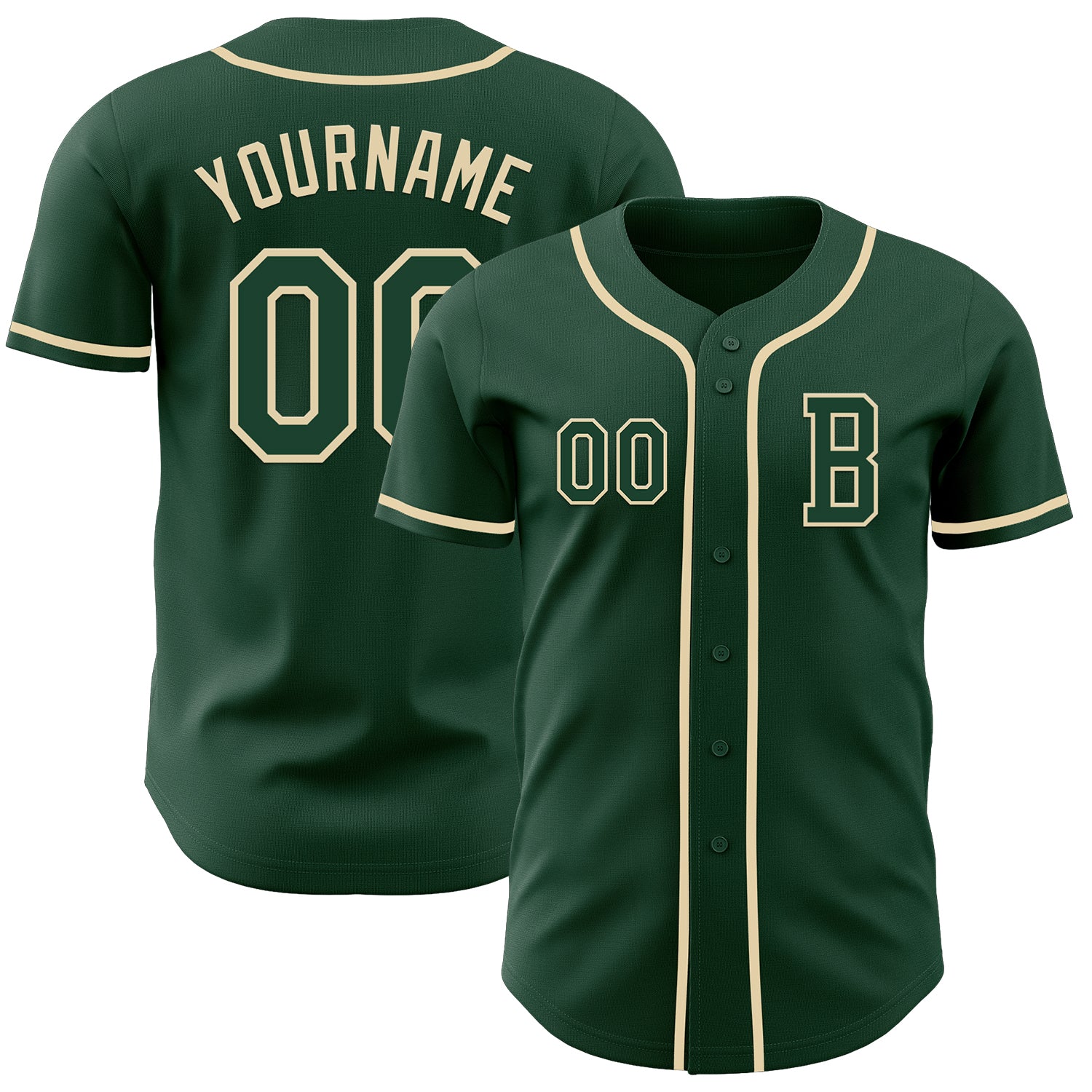 Custom Green Cream Authentic Baseball Jersey - Main View