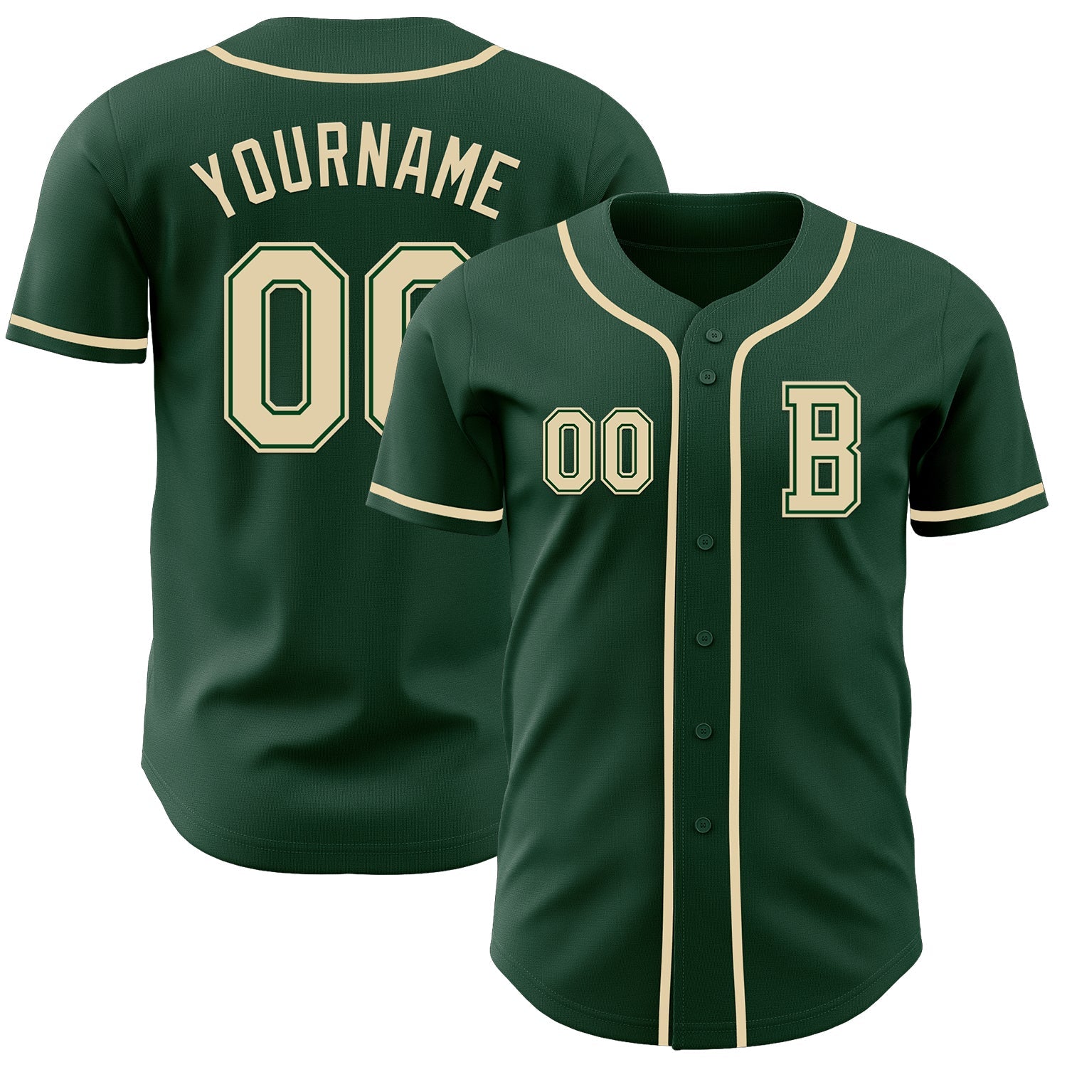 Custom Green Cream Authentic Baseball Jersey - Main View