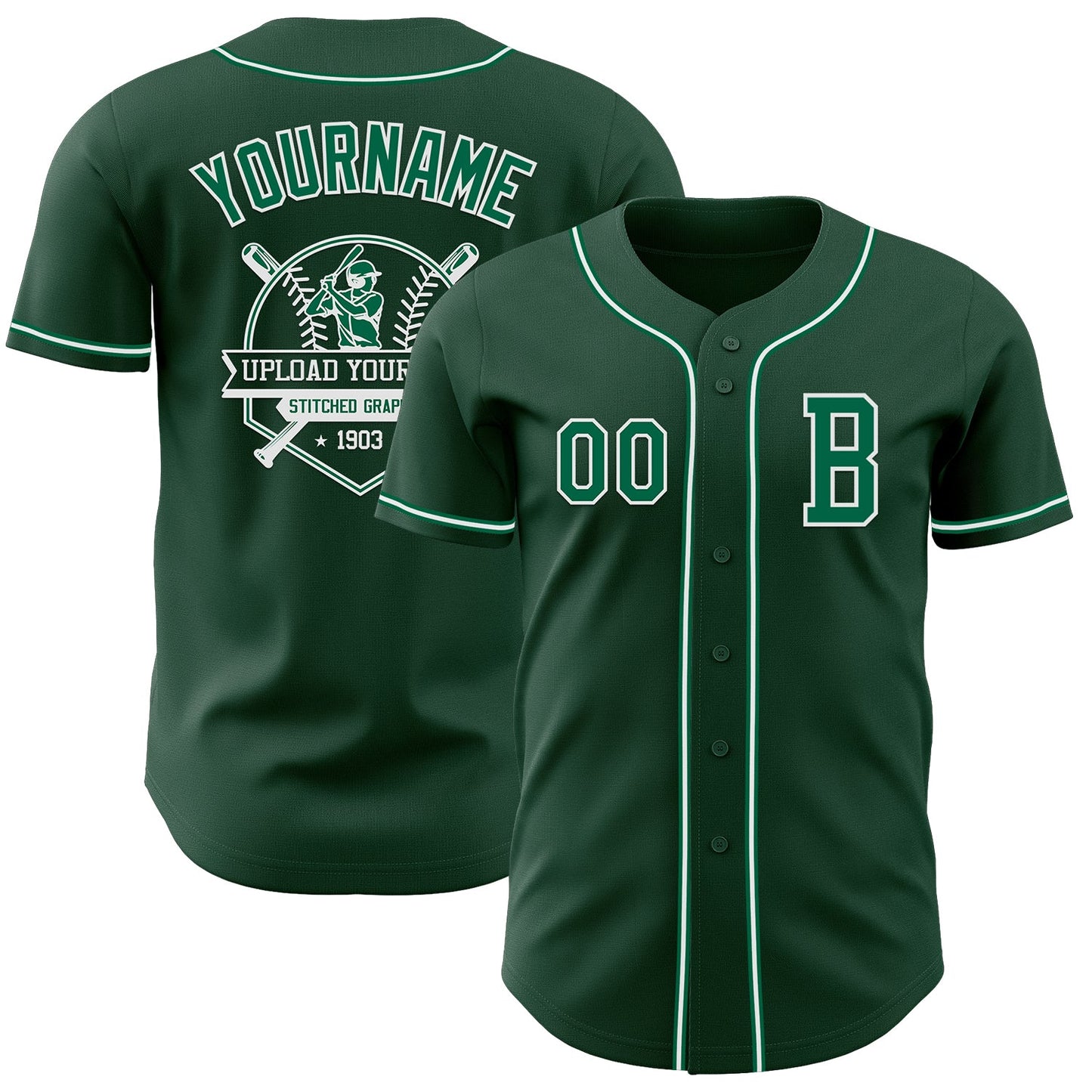 Custom Green Kelly Green-White Authentic Baseball Jersey view 5