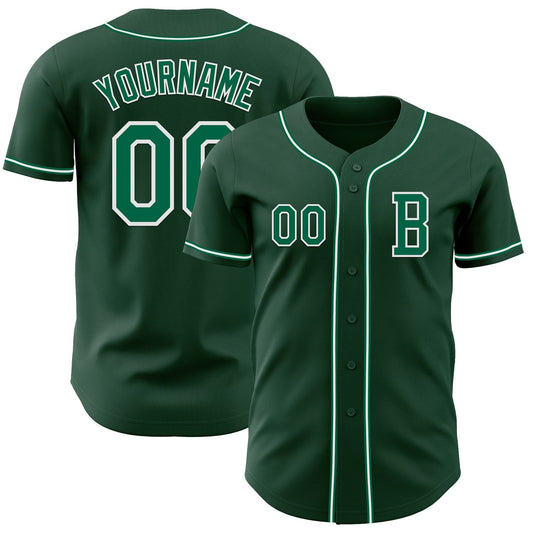 Custom Green Kelly Green-White Authentic Baseball Jersey - Main View