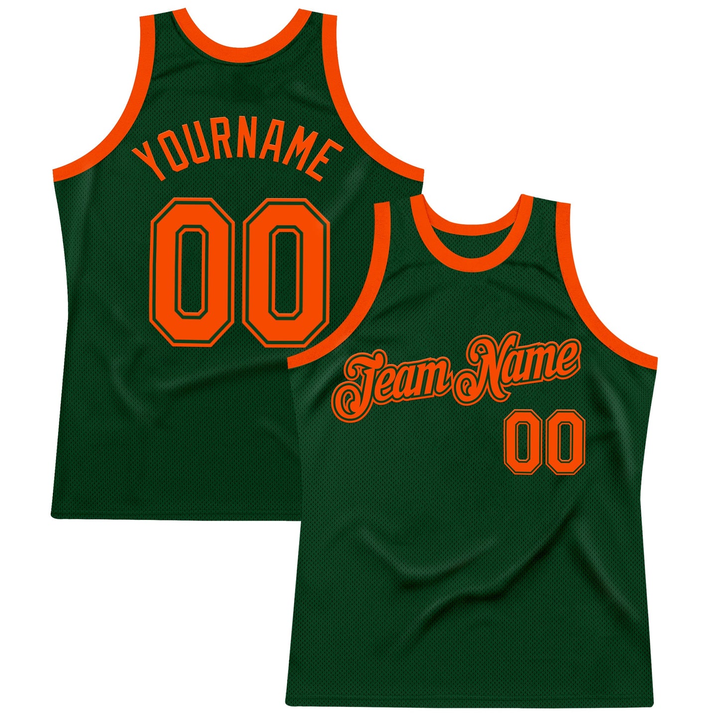 Custom Green Orange Authentic Throwback Basketball Jersey - Main View