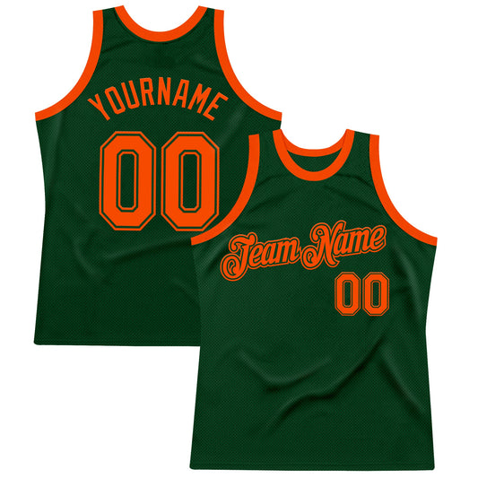 Custom Green Orange Authentic Throwback Basketball Jersey - Main View