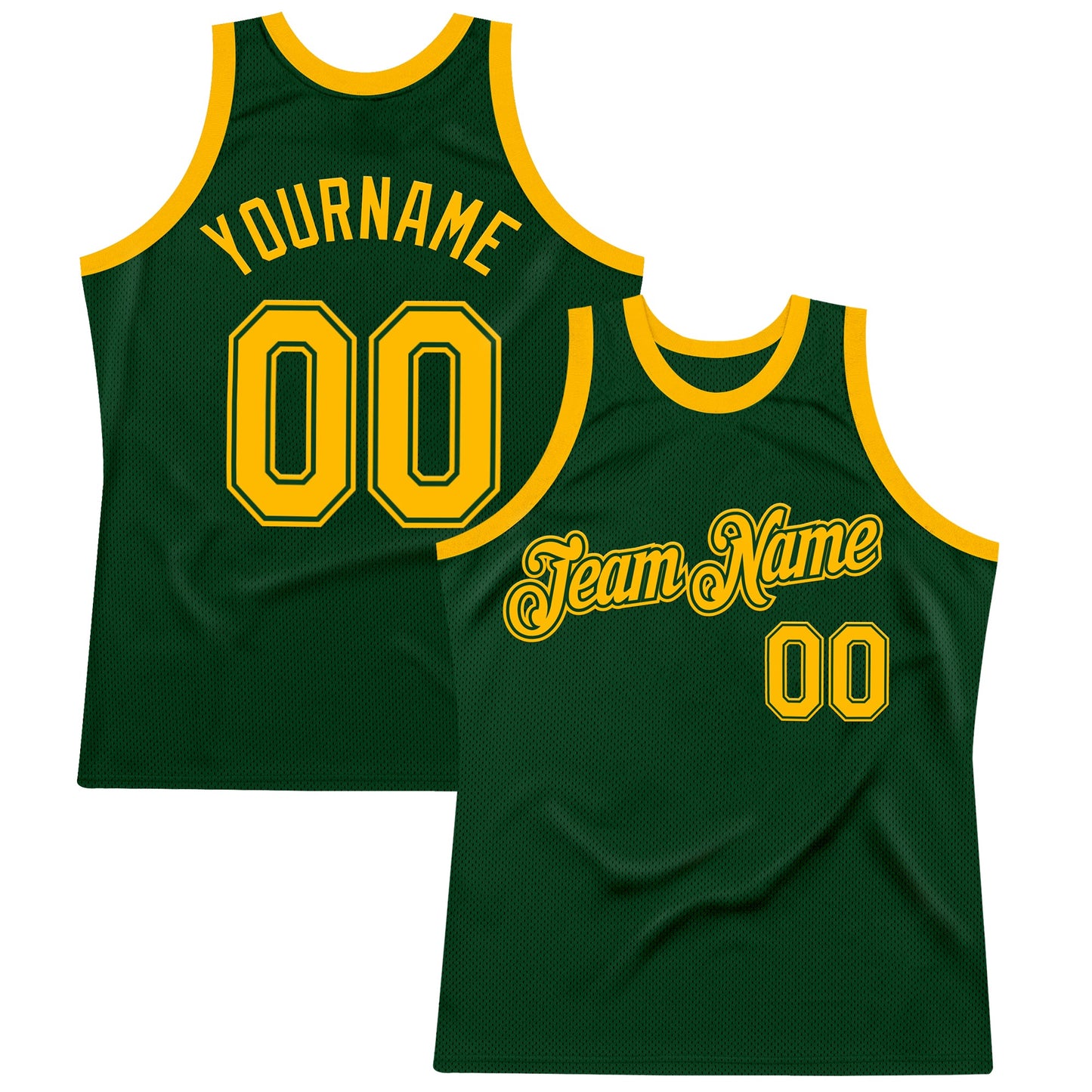 Custom Green Gold Authentic Throwback Basketball Jersey - Main View