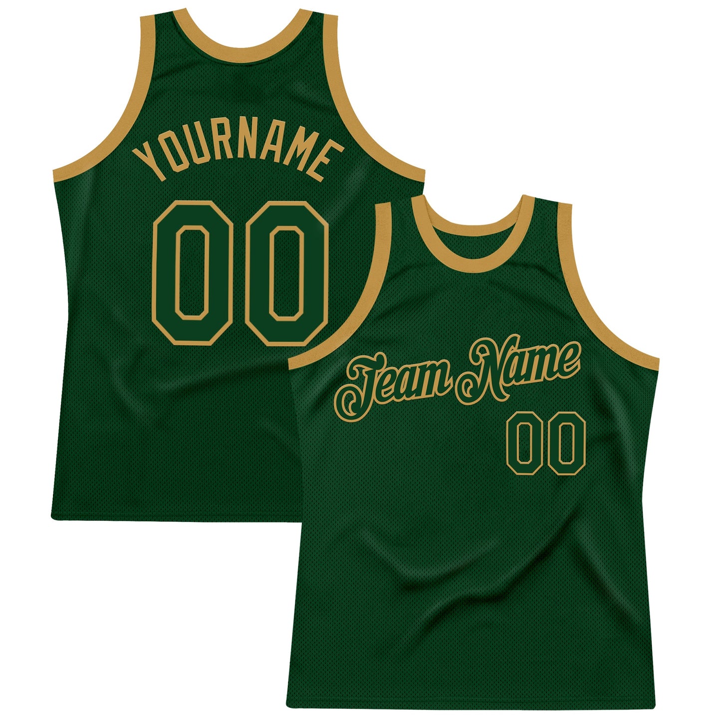 Custom Green Old Gold Authentic Throwback Basketball Jersey - Main View